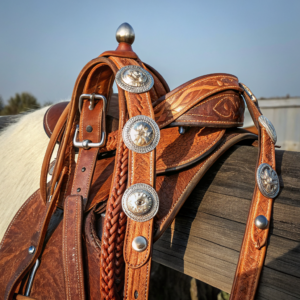 Genuine Leather Full Face Bridle Set – Brown Finish for Trail & English Riding